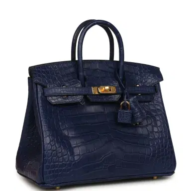 HERMÈS Hermes Birkin 25 Bleu Saphir Matte Alligator Gold Hardware | Thumbnail 2 HERMÈS Hermes Birkin 25 Bleu Saphir Matte Alligator Gold Hardware | Thumbnail 2