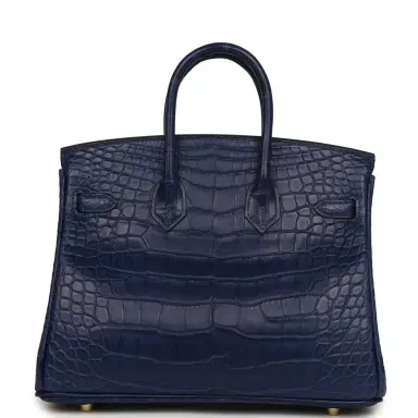 HERMÈS Hermes Birkin 25 Bleu Saphir Matte Alligator Gold Hardware | Thumbnail 4 HERMÈS Hermes Birkin 25 Bleu Saphir Matte Alligator Gold Hardware | Thumbnail 4