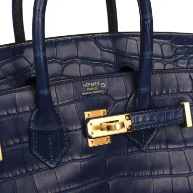 HERMÈS Hermes Birkin 25 Bleu Saphir Matte Alligator Gold Hardware | Thumbnail 7 HERMÈS Hermes Birkin 25 Bleu Saphir Matte Alligator Gold Hardware | Thumbnail 7
