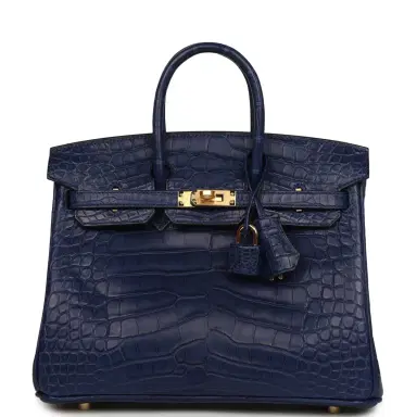 HERMÈS Hermes Birkin 25 Bleu Saphir Matte Alligator Gold Hardware | Thumbnail 1 HERMÈS Hermes Birkin 25 Bleu Saphir Matte Alligator Gold Hardware | Thumbnail 1