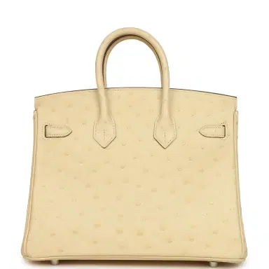 HERMÈS Hermes Birkin 25 Vanille Ostrich Palladium Hardware | Thumbnail 4 HERMÈS Hermes Birkin 25 Vanille Ostrich Palladium Hardware | Thumbnail 4
