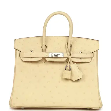 HERMÈS Hermes Birkin 25 Vanille Ostrich Palladium Hardware | Thumbnail 1 HERMÈS Hermes Birkin 25 Vanille Ostrich Palladium Hardware | Thumbnail 1