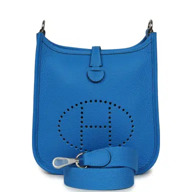 HERMÈS Hermes Evelyne TPM New Bleu Hydra Clemence Palladium Hardware | Thumbnail 1 HERMÈS Hermes Evelyne TPM New Bleu Hydra Clemence Palladium Hardware | Thumbnail 1