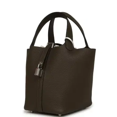 HERMÈS Hermes Picotin Lock 18 Vert Loden Clemence Palladium Hardware | Thumbnail 5 HERMÈS Hermes Picotin Lock 18 Vert Loden Clemence Palladium Hardware | Thumbnail 5