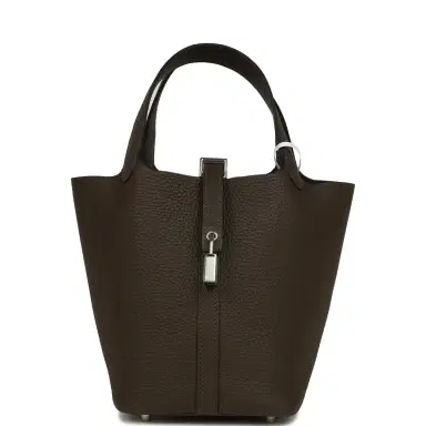 HERMÈS Hermes Picotin Lock 18 Vert Loden Clemence Palladium Hardware | Thumbnail 1 HERMÈS Hermes Picotin Lock 18 Vert Loden Clemence Palladium Hardware | Thumbnail 1