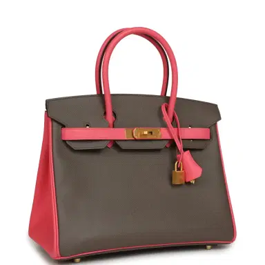 HERMÈS Hermes Special Order (HSS) Birkin 30 Etain and Rose Azalee Epsom Brushed Gold Hardware | Thumbnail 2 HERMÈS Hermes Special Order (HSS) Birkin 30 Etain and Rose Azalee Epsom Brushed Gold Hardware | Thumbnail 2