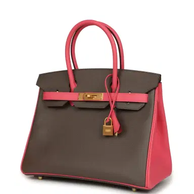 HERMÈS Hermes Special Order (HSS) Birkin 30 Etain and Rose Azalee Epsom Brushed Gold Hardware | Thumbnail 5 HERMÈS Hermes Special Order (HSS) Birkin 30 Etain and Rose Azalee Epsom Brushed Gold Hardware | Thumbnail 5