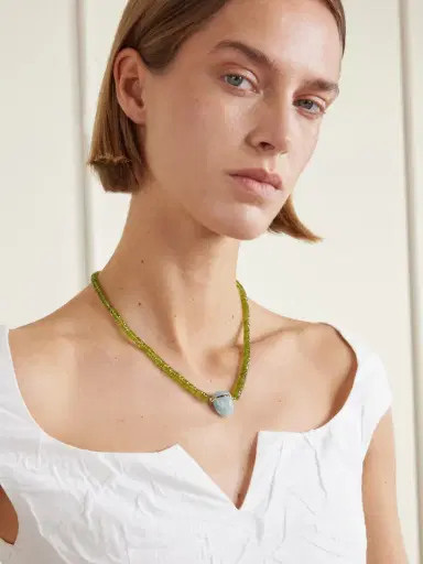 JIA JIA Aurora 14-karat Gold Peridot, Aquamarine Necklace | Thumbnail 2 JIA JIA Aurora 14-karat Gold Peridot, Aquamarine Necklace | Thumbnail 2