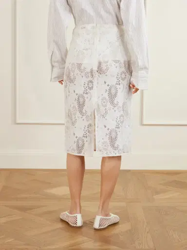 RÓHE Lace Linen-blend Midi Skirt | Thumbnail 3 RÓHE Lace Linen-blend Midi Skirt | Thumbnail 3