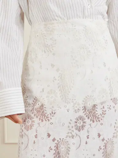 RÓHE Lace Linen-blend Midi Skirt | Thumbnail 4 RÓHE Lace Linen-blend Midi Skirt | Thumbnail 4
