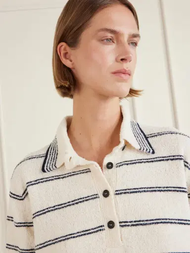 RÓHE Striped Cotton-blend Terry Polo Shirt | Thumbnail 4 RÓHE Striped Cotton-blend Terry Polo Shirt | Thumbnail 4