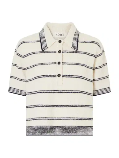 RÓHE Striped Cotton-blend Terry Polo Shirt | Thumbnail 1 RÓHE Striped Cotton-blend Terry Polo Shirt | Thumbnail 1