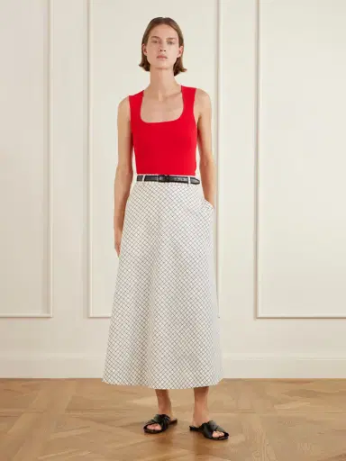 RÓHE Checked Cotton-blend Poplin Midi Skirt | Thumbnail 2 RÓHE Checked Cotton-blend Poplin Midi Skirt | Thumbnail 2