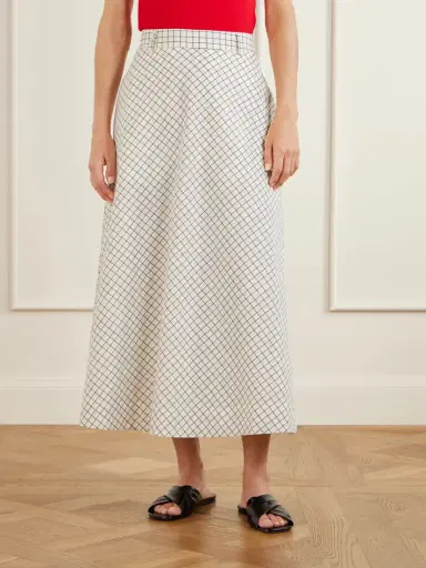 RÓHE Checked Cotton-blend Poplin Midi Skirt | Thumbnail 3 RÓHE Checked Cotton-blend Poplin Midi Skirt | Thumbnail 3