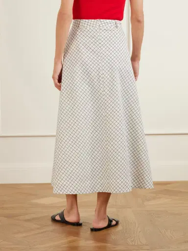 RÓHE Checked Cotton-blend Poplin Midi Skirt | Thumbnail 4 RÓHE Checked Cotton-blend Poplin Midi Skirt | Thumbnail 4