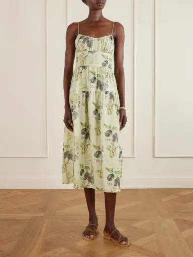 DÔEN Benoit Tiered Gathered Floral-print Ramie Midi Dress | Thumbnail 2 DÔEN Benoit Tiered Gathered Floral-print Ramie Midi Dress | Thumbnail 2