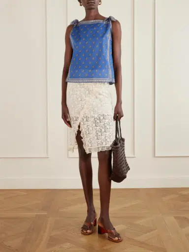 DÔEN Aurella Ruffled Embroidered Mesh Midi Skirt | Thumbnail 2 DÔEN Aurella Ruffled Embroidered Mesh Midi Skirt | Thumbnail 2