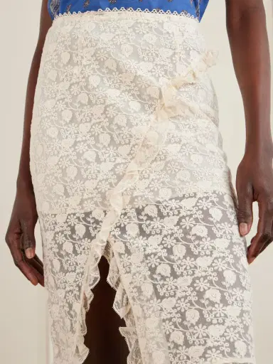 DÔEN Aurella Ruffled Embroidered Mesh Midi Skirt | Thumbnail 5 DÔEN Aurella Ruffled Embroidered Mesh Midi Skirt | Thumbnail 5