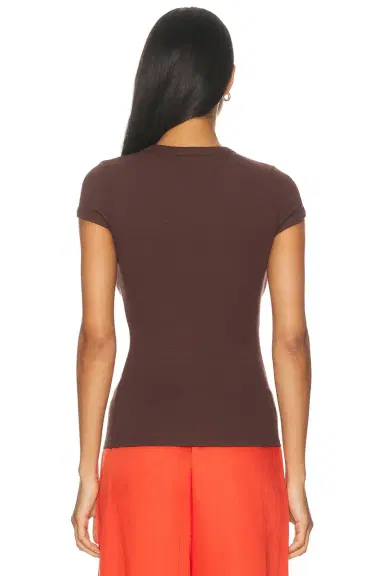 Enza Costa Textured Rib Cap Sleeve Crewneck Tee | Thumbnail 3 Enza Costa Textured Rib Cap Sleeve Crewneck Tee | Thumbnail 3