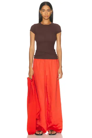 Enza Costa Textured Rib Cap Sleeve Crewneck Tee | Thumbnail 4 Enza Costa Textured Rib Cap Sleeve Crewneck Tee | Thumbnail 4