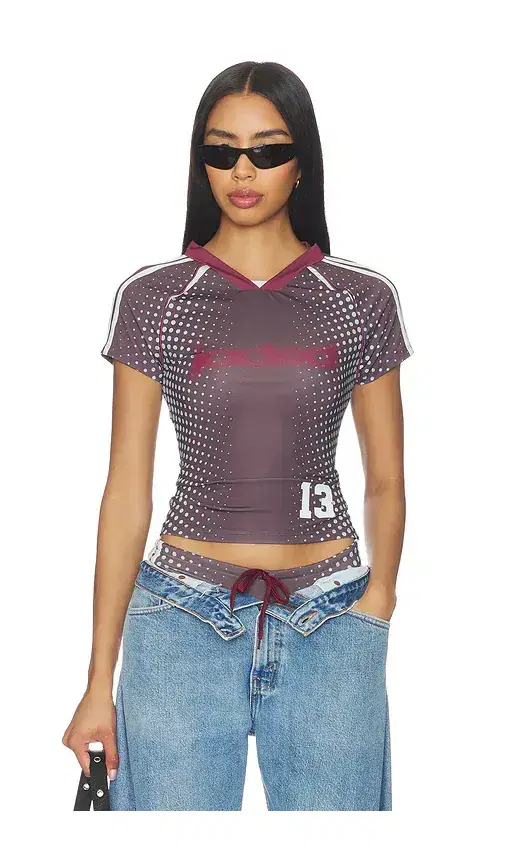 Illusion Print Football Baby Tee Illusion Print Football Baby Tee