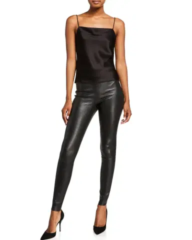 ALICE + OLIVIA Maddox Leather High-Waist Side Zip Leggings | Thumbnail 2 ALICE + OLIVIA Maddox Leather High-Waist Side Zip Leggings | Thumbnail 2