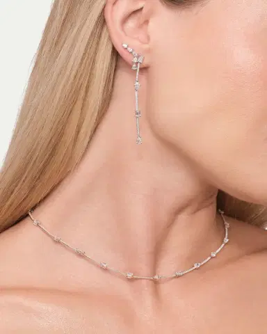 Lana 14K White Gold Fancies Curve Link Necklace with Diamonds, 16"L | Thumbnail 2 Lana 14K White Gold Fancies Curve Link Necklace with Diamonds, 16"L | Thumbnail 2