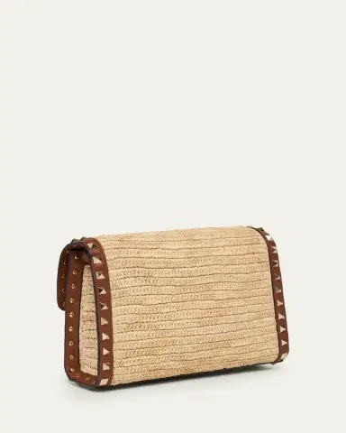 Valentino Garavani Small Rockstud-Trim Viscose Raffia Crossbody Bag | Thumbnail 3 Valentino Garavani Small Rockstud-Trim Viscose Raffia Crossbody Bag | Thumbnail 3