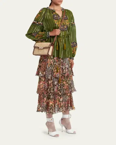 Valentino Garavani Small Rockstud-Trim Viscose Raffia Crossbody Bag | Thumbnail 5 Valentino Garavani Small Rockstud-Trim Viscose Raffia Crossbody Bag | Thumbnail 5