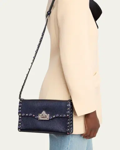 Valentino Garavani Small Rockstud & Rhinestone Metallic Leather Crossbody Bag | Thumbnail 2 Valentino Garavani Small Rockstud & Rhinestone Metallic Leather Crossbody Bag | Thumbnail 2