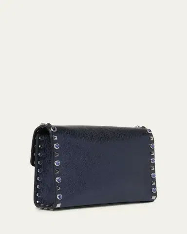 Valentino Garavani Small Rockstud & Rhinestone Metallic Leather Crossbody Bag | Thumbnail 3 Valentino Garavani Small Rockstud & Rhinestone Metallic Leather Crossbody Bag | Thumbnail 3