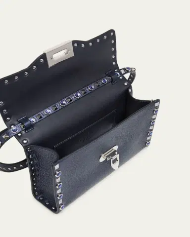 Valentino Garavani Small Rockstud & Rhinestone Metallic Leather Crossbody Bag | Thumbnail 4 Valentino Garavani Small Rockstud & Rhinestone Metallic Leather Crossbody Bag | Thumbnail 4