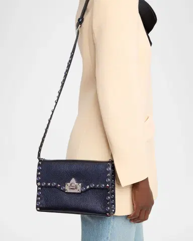 Valentino Garavani Small Rockstud & Rhinestone Metallic Leather Crossbody Bag | Thumbnail 6 Valentino Garavani Small Rockstud & Rhinestone Metallic Leather Crossbody Bag | Thumbnail 6