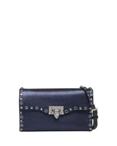 Valentino Garavani Small Rockstud & Rhinestone Metallic Leather Crossbody Bag | Thumbnail 1 Valentino Garavani Small Rockstud & Rhinestone Metallic Leather Crossbody Bag | Thumbnail 1