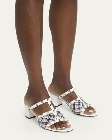 Valentino Garavani 60mm Rockstud Leather Block-Heel Mules | Thumbnail 2 Valentino Garavani 60mm Rockstud Leather Block-Heel Mules | Thumbnail 2