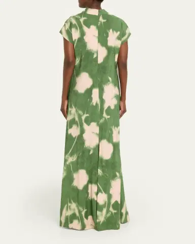Lela Rose Abstract Floral Crepe A-Line Cap-Sleeve Gown | Thumbnail 3 Lela Rose Abstract Floral Crepe A-Line Cap-Sleeve Gown | Thumbnail 3