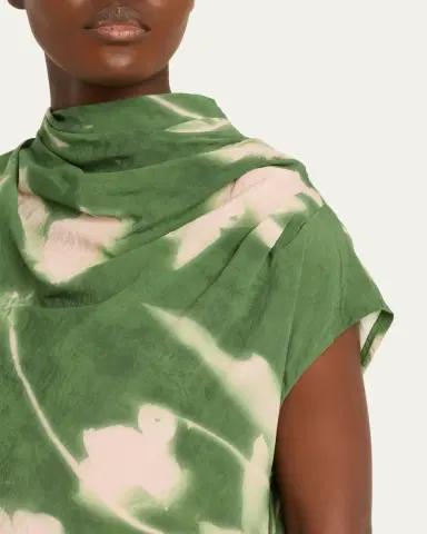 Lela Rose Abstract Floral Crepe A-Line Cap-Sleeve Gown | Thumbnail 5 Lela Rose Abstract Floral Crepe A-Line Cap-Sleeve Gown | Thumbnail 5