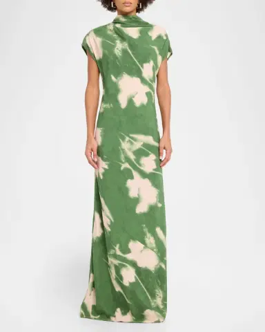 Lela Rose Abstract Floral Crepe A-Line Cap-Sleeve Gown | Thumbnail 8 Lela Rose Abstract Floral Crepe A-Line Cap-Sleeve Gown | Thumbnail 8