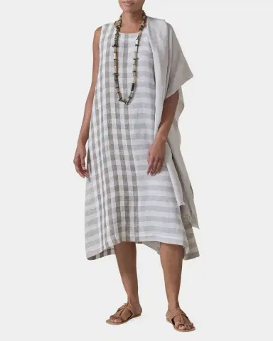Eskandar Linen 3/4-Length Side Pleated Sleeveless Dress | Thumbnail 7 Eskandar Linen 3/4-Length Side Pleated Sleeveless Dress | Thumbnail 7