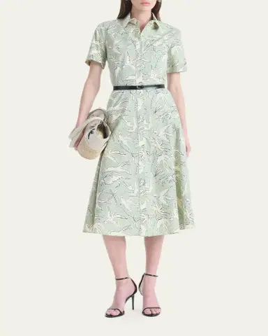 Altuzarra Kieran Bird-Print Cotton Belted Midi Shirtdress | Thumbnail 4 Altuzarra Kieran Bird-Print Cotton Belted Midi Shirtdress | Thumbnail 4