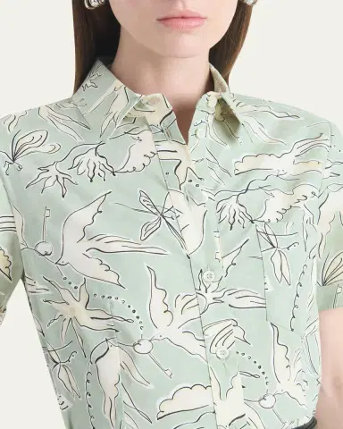 Altuzarra Kieran Bird-Print Cotton Belted Midi Shirtdress | Thumbnail 5 Altuzarra Kieran Bird-Print Cotton Belted Midi Shirtdress | Thumbnail 5