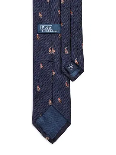 Polo Ralph Lauren Men's Pony Logo Silk Tie - Navy | Thumbnail 2 Polo Ralph Lauren Men's Pony Logo Silk Tie - Navy | Thumbnail 2