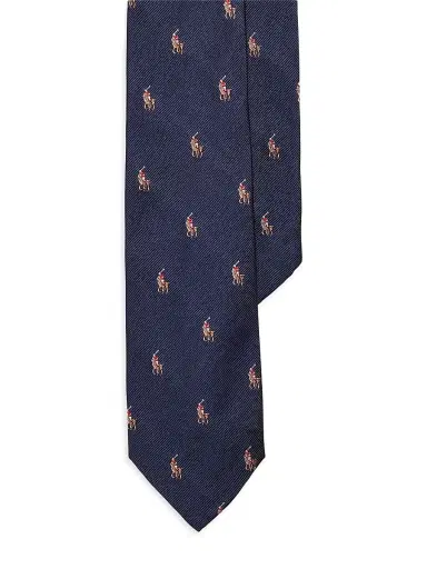 Polo Ralph Lauren Men's Pony Logo Silk Tie - Navy | Thumbnail 1 Polo Ralph Lauren Men's Pony Logo Silk Tie - Navy | Thumbnail 1