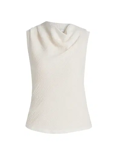 Vince Women's Shadow Grid Cowlneck Top - Chalk | Thumbnail 1 Vince Women's Shadow Grid Cowlneck Top - Chalk | Thumbnail 1