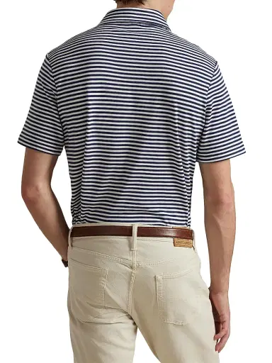 Polo Ralph Lauren Men's Striped Cotton Logo Polo Shirt | Thumbnail 4 Polo Ralph Lauren Men's Striped Cotton Logo Polo Shirt | Thumbnail 4