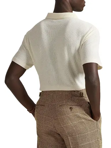 Polo Ralph Lauren Men's Textured Cotton Johnny Collar Polo | Thumbnail 4 Polo Ralph Lauren Men's Textured Cotton Johnny Collar Polo | Thumbnail 4