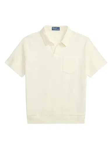 Polo Ralph Lauren Men's Textured Cotton Johnny Collar Polo | Thumbnail 1 Polo Ralph Lauren Men's Textured Cotton Johnny Collar Polo | Thumbnail 1