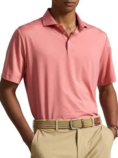RLX Ralph Lauren Men's Lightweight Airflow Jersey Short-Sleeve Polo Shirt - Desert Rose | Thumbnail 3 RLX Ralph Lauren Men's Lightweight Airflow Jersey Short-Sleeve Polo Shirt - Desert Rose | Thumbnail 3