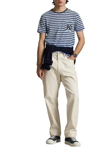 Polo Ralph Lauren Men's Yankees Striped Crewneck T-Shirt | Thumbnail 2 Polo Ralph Lauren Men's Yankees Striped Crewneck T-Shirt | Thumbnail 2