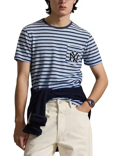 Polo Ralph Lauren Men's Yankees Striped Crewneck T-Shirt | Thumbnail 3 Polo Ralph Lauren Men's Yankees Striped Crewneck T-Shirt | Thumbnail 3